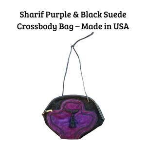 Sharif Purple & Black Suede Crossbody Bag – Made in USA